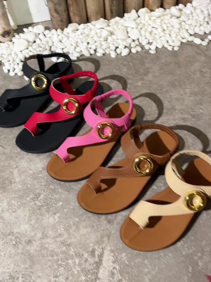 Damen Sandalen mit dekorativer Schnalle – Bequeme Sommerschuhe für Freizeit und Alltag