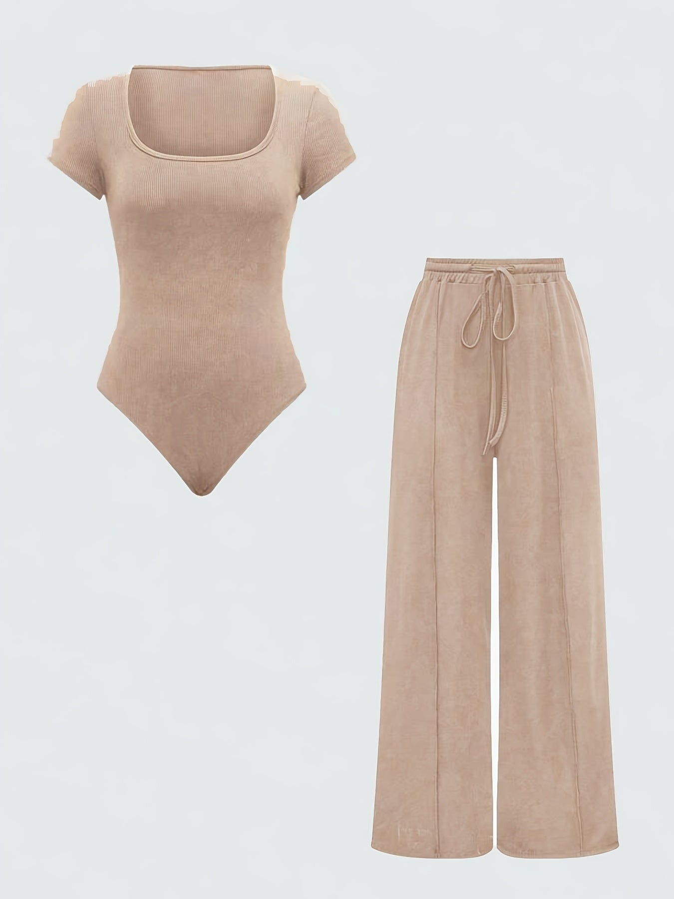 Damen-Loungewear-Set mit Body und weiten Hosen – Bequemes Freizeit-Outfit, moderner Schnitt