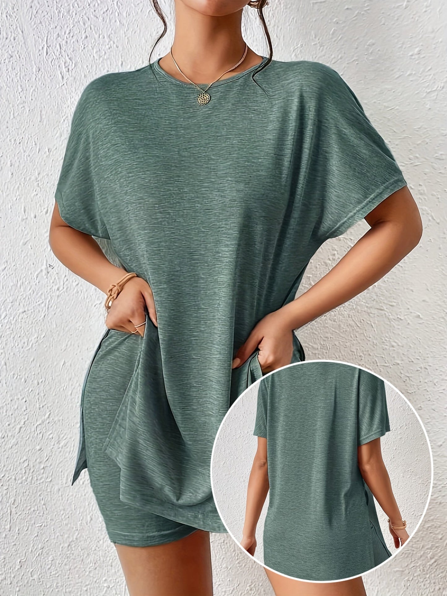 Damen Lounge-Set mit Oversize T-Shirt und Shorts – Bequemer Freizeit-Look, ideal für Zuhause und Alltag