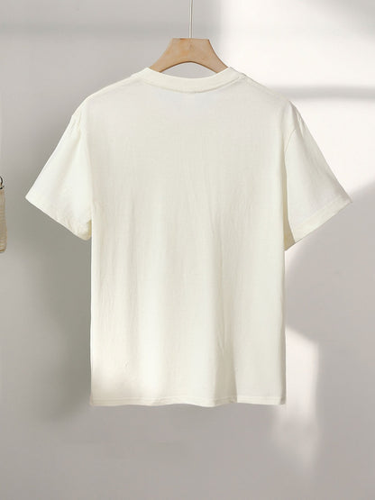 Damen T-Shirt mit abstraktem Gesicht Print – Modernes Casual Design für Alltag und Freizeit
