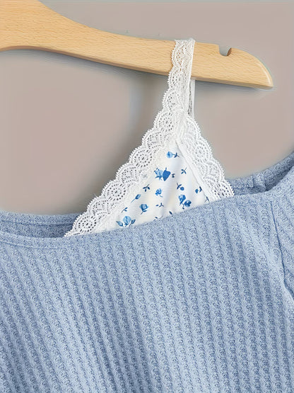 Damen Pullover im Asymmetrischen Schnitt mit Spitze und Einem Schulterfreien Design – Modischer Strickpulli für Alltag und Freizeit