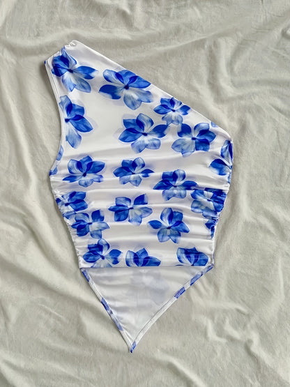 Damen Ein-Schulter Body mit Blumenmuster – Eleganter Sommer-Style für Alltag & Urlaub