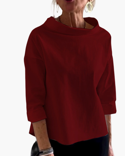 Damen Modernes Oberteil mit hohem Kragen – Elegantes Blusenshirt für Alltag und Büro