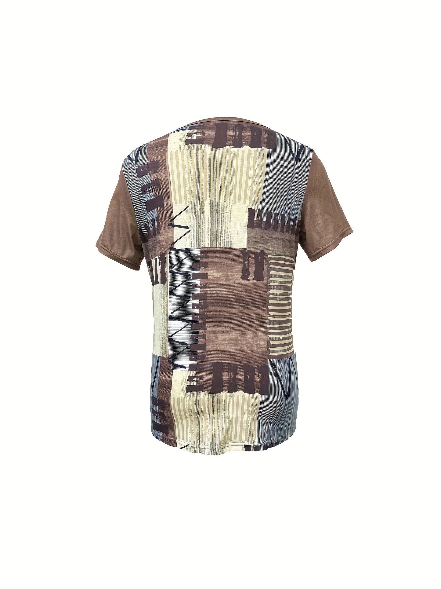 Damen Casual T-Shirt mit Schnürung und geometrischem Muster – Sommer Freizeitshirt mit V-Ausschnitt