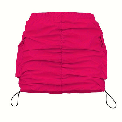 Damen Utility Minirock mit Kordelzug und Cargo-Taschen – Moderner Streetstyle