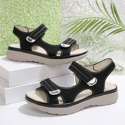 Damen Komfort-Sandalen mit Klettverschluss und Plateau – Perfekt für Alltag und Freizeit