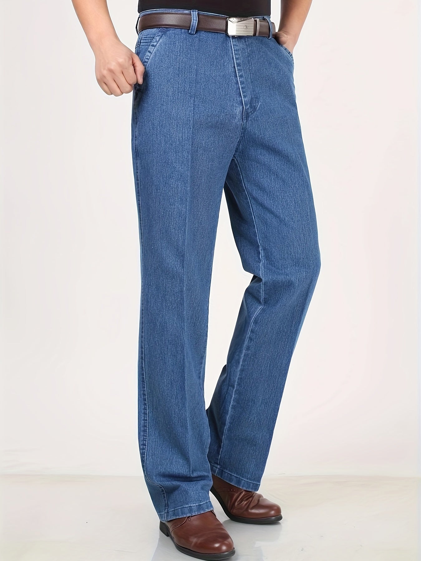 Herren Gerade Jeanshose mit Business-Casual Stil – Bequeme Freizeithose für Alltag und Büro
