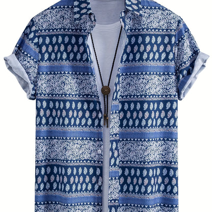 Herren Kurzarm Resorthemd mit Muschel-Print – Stilvolles Freizeithemd für Strand und Urlaub