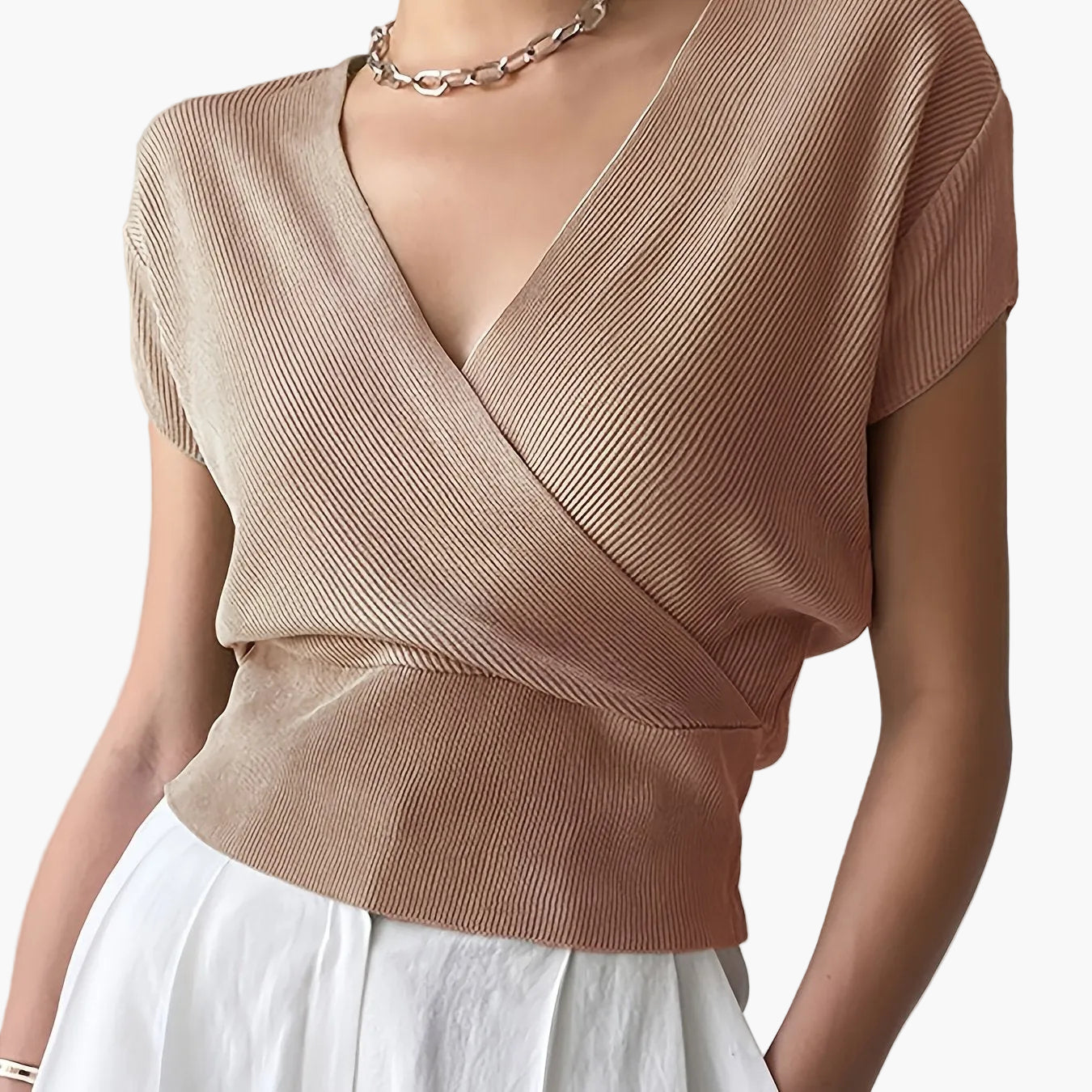 Damen Wickelshirt mit Kurzarm – Elegantes Freizeit-Top im modernen Design