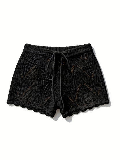 Damen Häkelshorts Strandmode mit Tunnelzug – Boho Style Badeshorts für Urlaub & Freizeit
