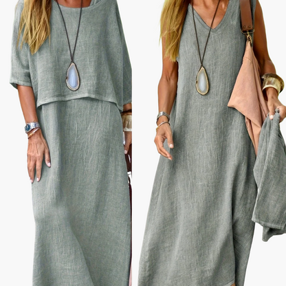 Damen Boho Maxikleid mit Oversize-Look und Halbarm – Lässiges Sommerkleid für Freizeit und Urlaub