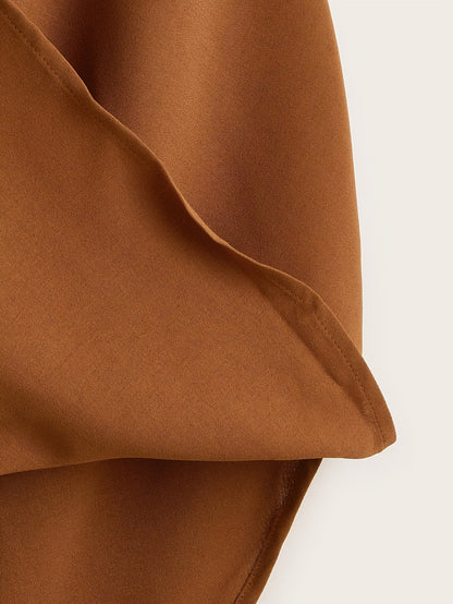 Damen Ärmellose Drapierte Halfterbluse mit Überlappungsdesign