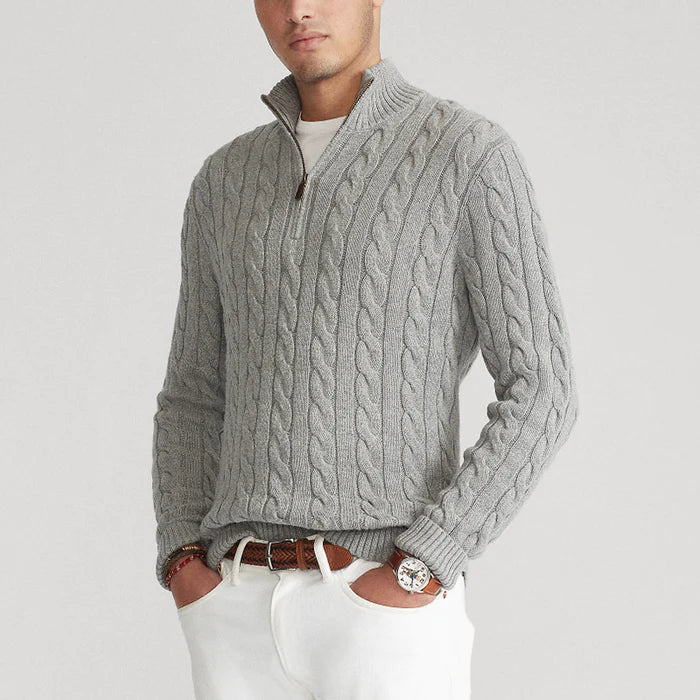 Herren Strickpullover mit Zopfmuster – Klassischer Freizeit- und Business-Look