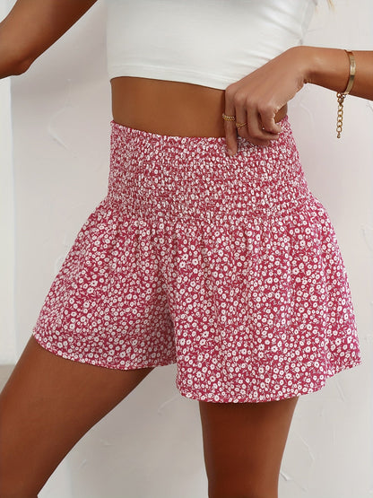 Damen Sommer Shorts mit Blumenmuster und Stretch-Bund – Bequeme Freizeitshorts
