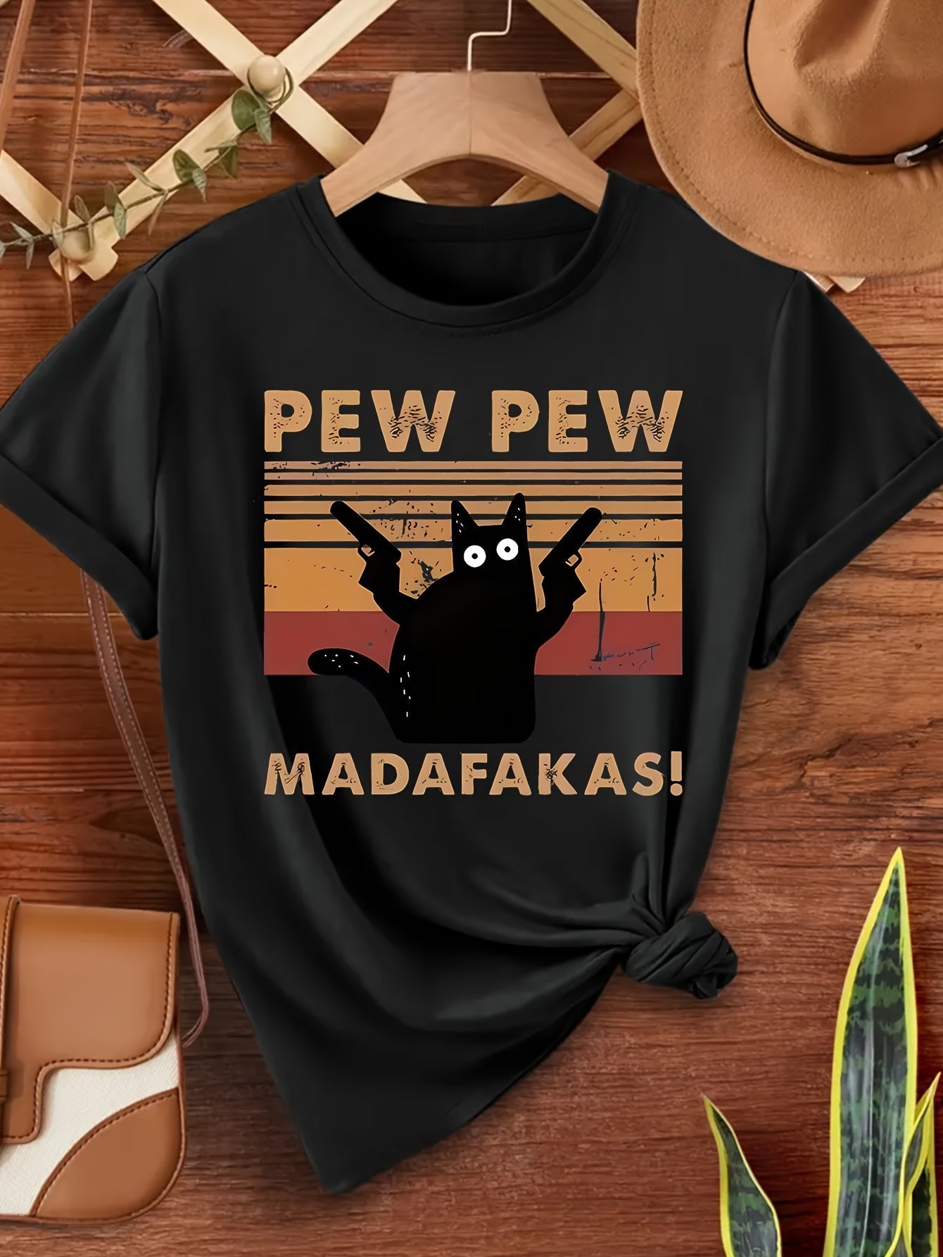 Unisex Vintage Katzen T-Shirt mit lustigem Spruch und Retro-Design – Casual Streetwear für Katzenliebhaber