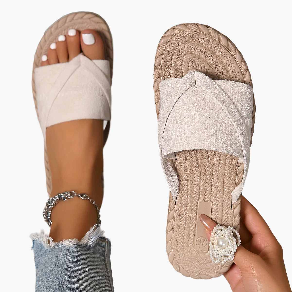 Damen Komfort-Sandalen im Preppy-Stil für Freizeit und Sommer