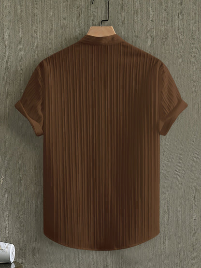 Herren Kurzarm Stehkragen Freizeithemd für Sommer – Modernes, Luftiges Design