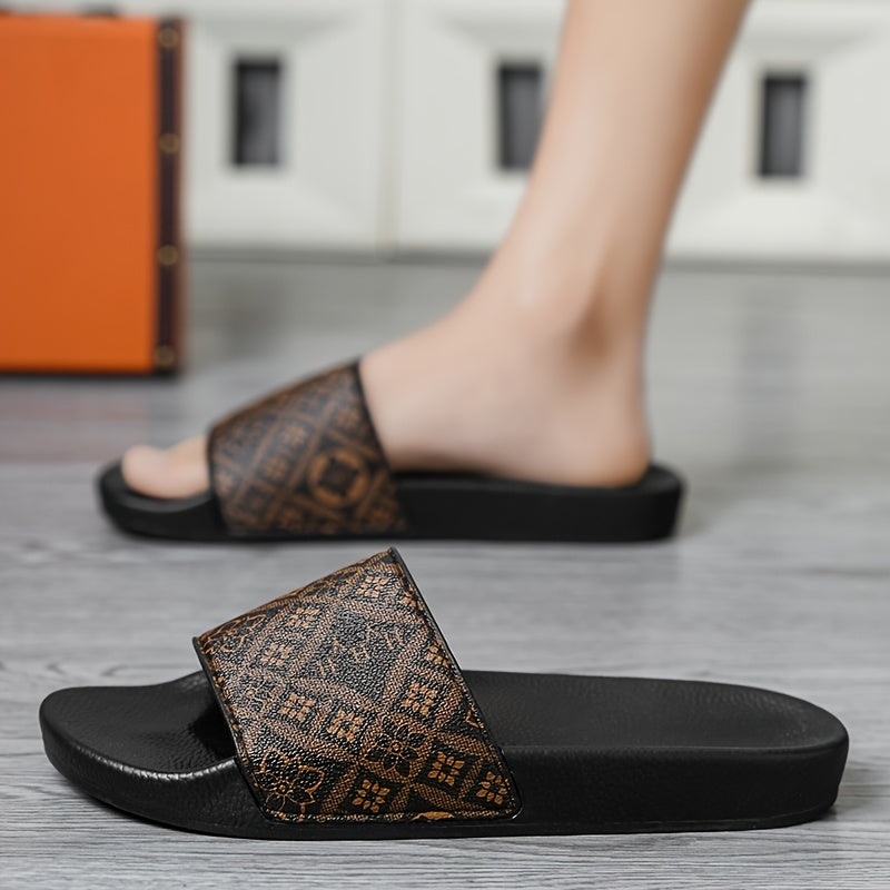 Herren Slide Sandalen mit geometrischem Muster – Stilvolle Freizeitschuhe für Alltag & Entspannung