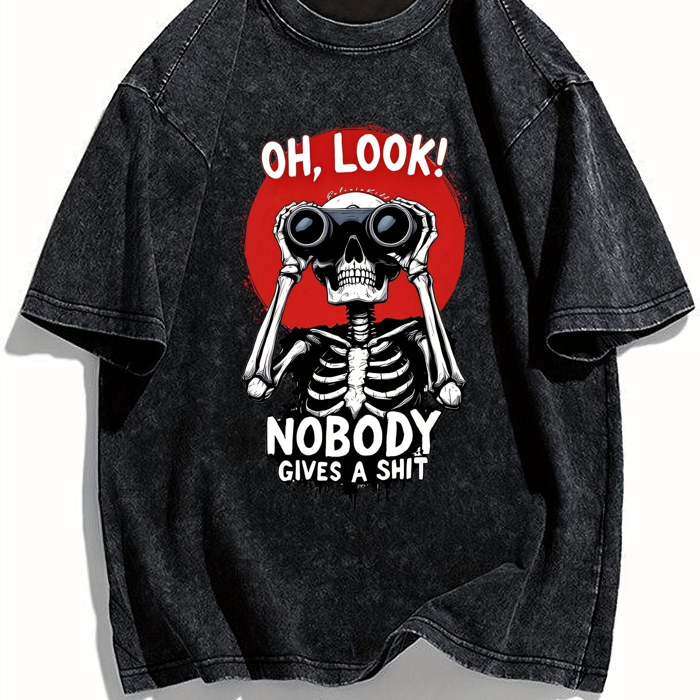 Herren Oversize T-Shirt mit Skelett-Print und frechem Spruch – Lustiges Streetwear Motiv