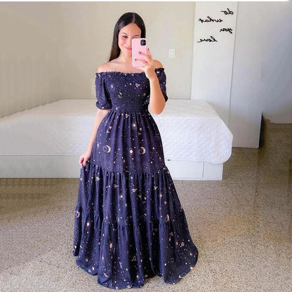 Heidi – Florales Damen-Maxikleid mit Off-Shoulder-Design