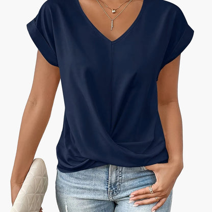 Damen Elegante Bluse mit V-Ausschnitt und Wickeldetail – Ideal für Büro und Freizeit