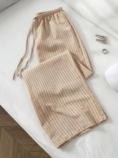 Damen Relaxed Fit Freizeithose mit Nadelstreifen – Bequemer Stil für Alltag und Lounge