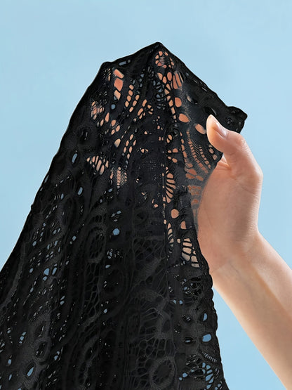 Damen Strand Kimono Häkel-Optik Badebekleidung Überwurf mit Bindegürtel