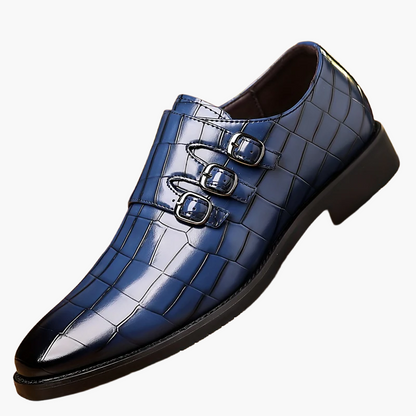 Herren Business-Slipper Vintage mit Dreifach-Schnalle – Elegante Schuhe für Büro & festliche Anlässe