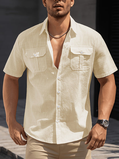 Herren Freizeit Kurzarm Hemd mit Brusttaschen – Sommer Stil für Alltag und Urlaub