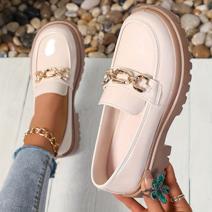 Damen Loafer mit Kettenverzierung – Elegante Slip-On Schuhe für Alltag & Büro