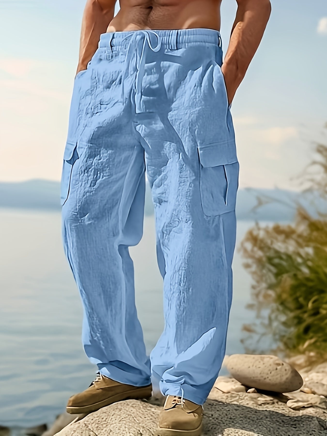 Herren Cargo-Loungehose mit weitem Schnitt und Kordelzug – Entspannte Freizeithose für Outdoor & Alltag