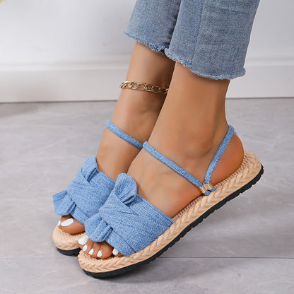 Damen Sommer Sandalen mit Schleife und Knöchelriemen – Modische Freizeitschuhe für Alltag und Urlaub