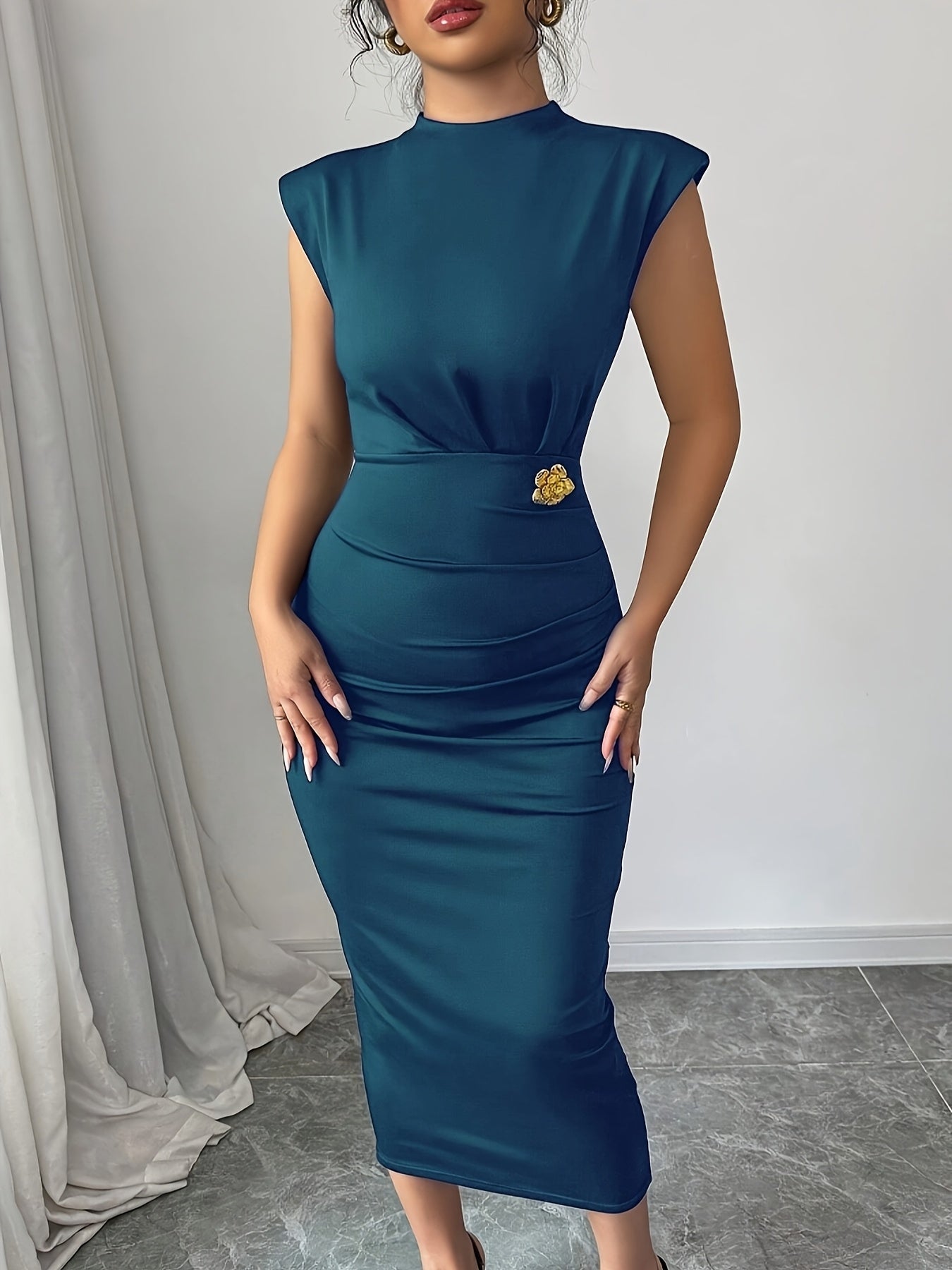Elegantes Damen Bodycon Kleid mit Mandarin-Kragen für besondere Anlässe