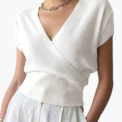 Damen Wickelshirt mit Kurzarm – Elegantes Freizeit-Top im modernen Design
