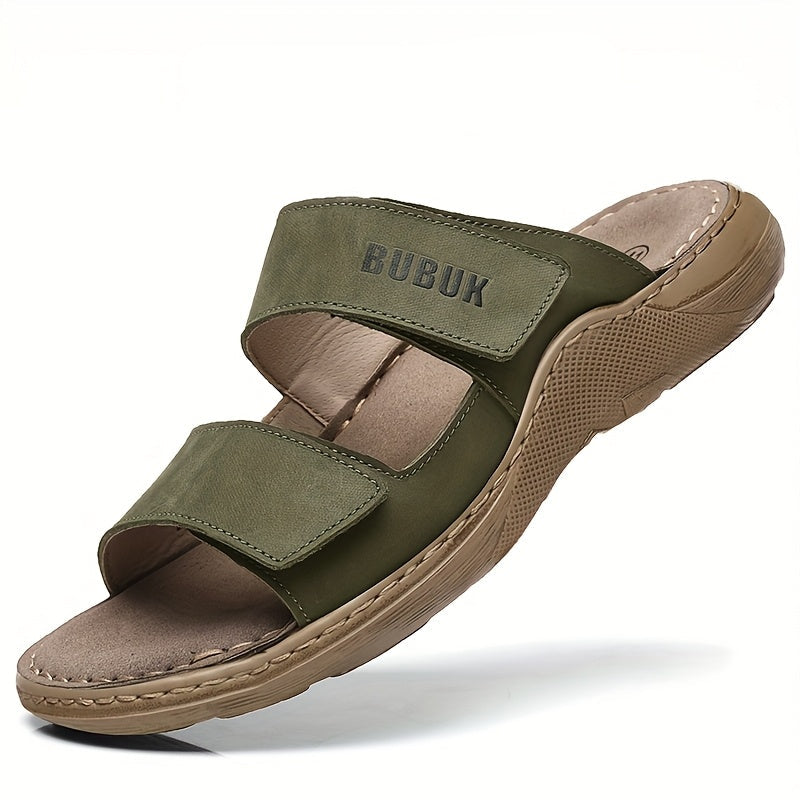 Herren Komfort Sandalen BUBUK – Bequeme Freizeitsandalen mit Doppelt Klettverschluss für Alltag und Freizeit