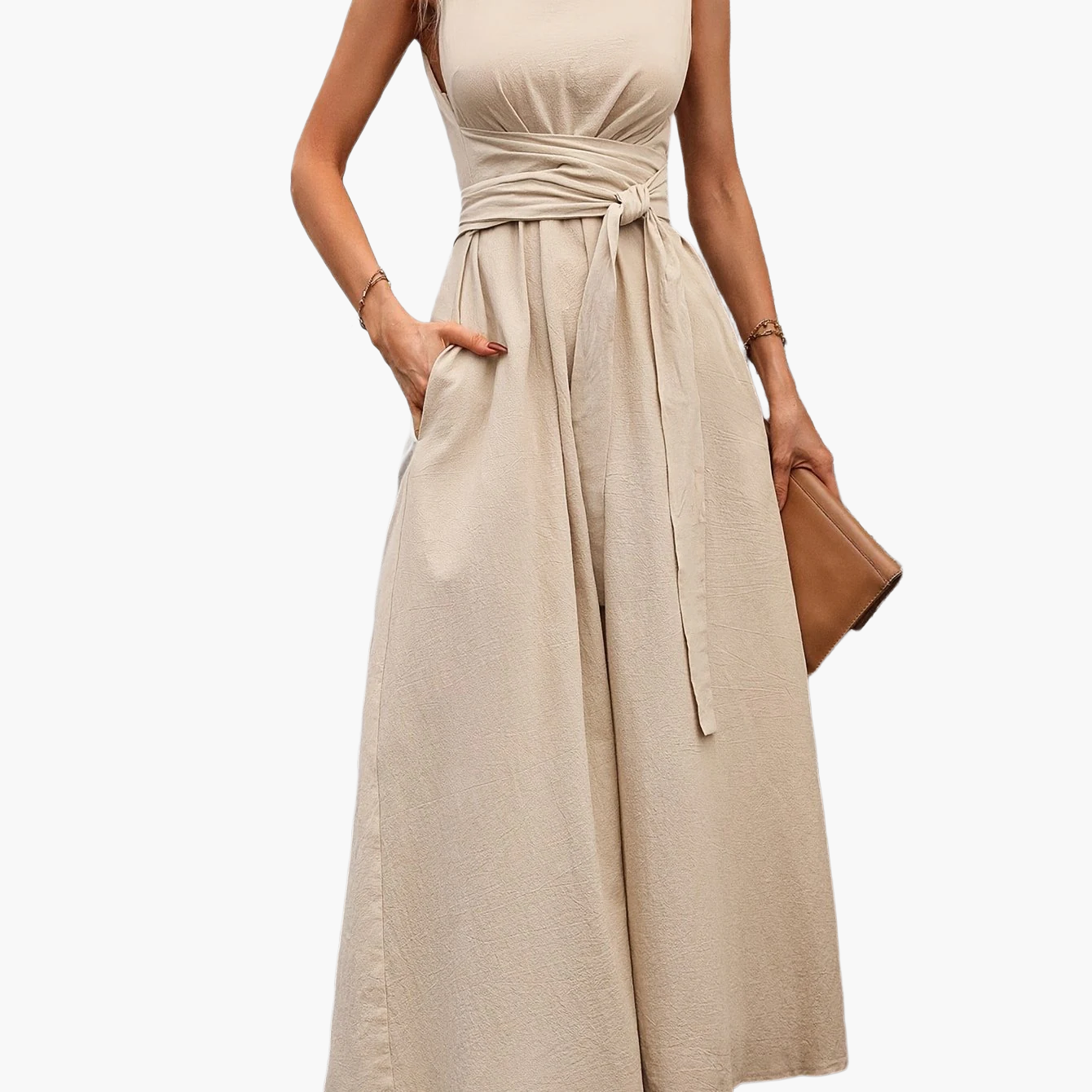 Damen Jumpsuit Elegant Ärmellos mit Gürtel – Perfekt für Alltag und besondere Anlässe