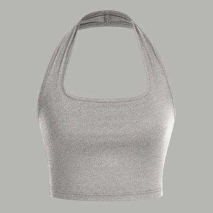 Damen Halterneck Crop Top – Rückenfrei, Sommer, Modisch, Freizeit