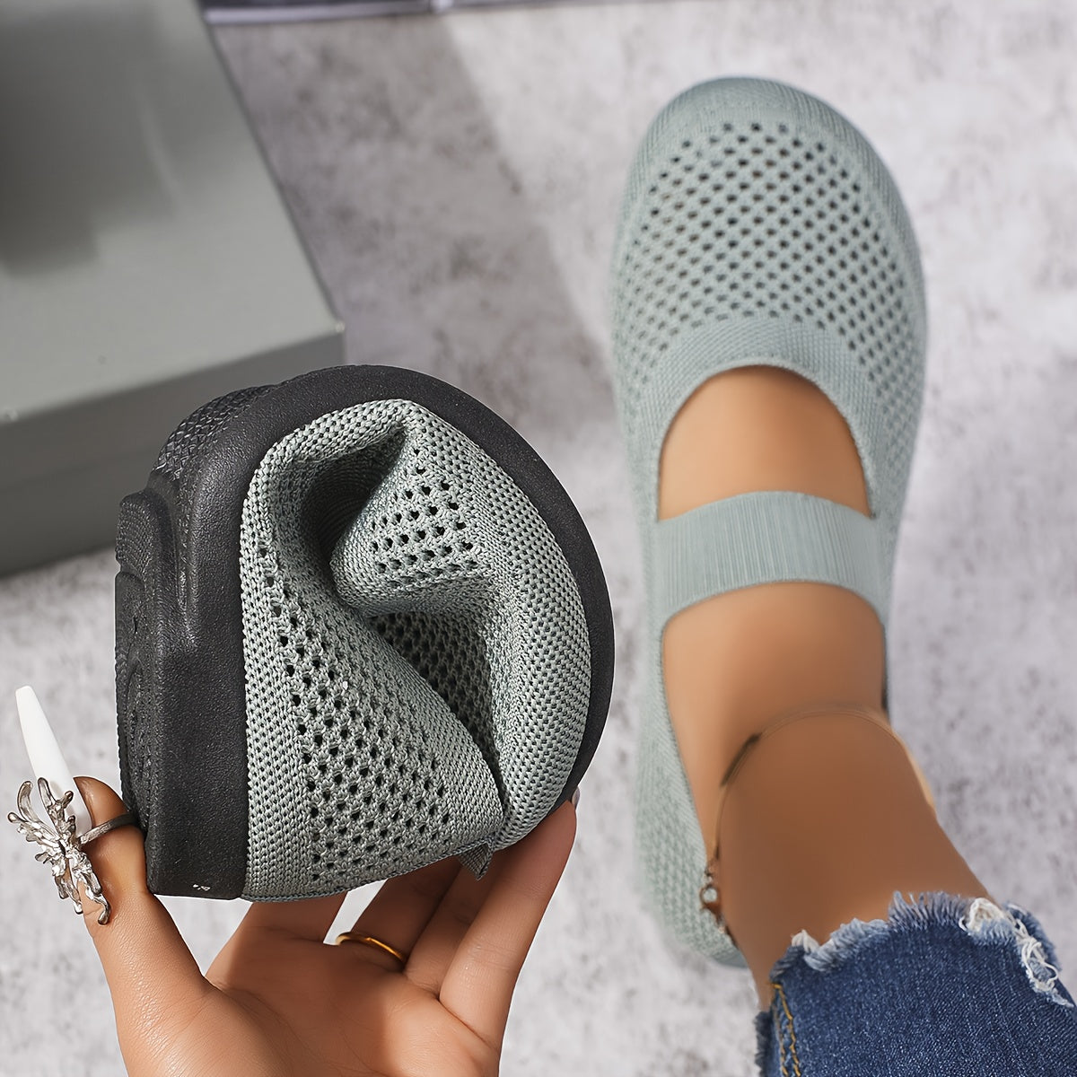 Damen Mary Jane Lauf- und Freizeitschuhe mit Belüftung und bequemer Passform