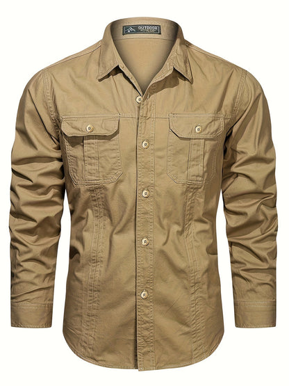 Herren Outdoor-Freizeithemd im Utility-Stil – Langarm, Casual, ideal für Abenteuer und Alltag