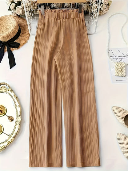 Damen Elegante Plissee-Hose mit Schleife – Weites Bein, Komfortbund, Lässig & Schick für Alltag und Büro