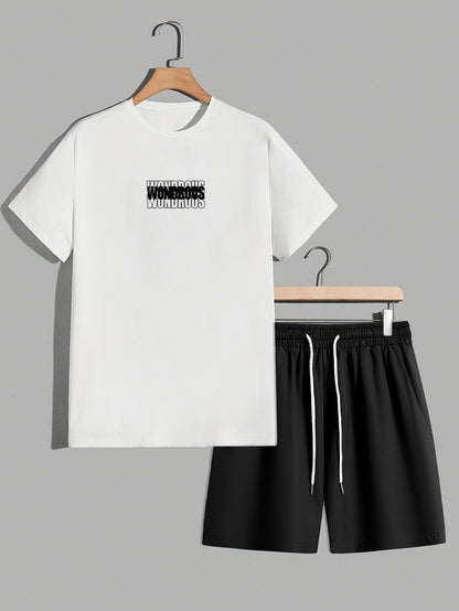 Herren Streetwear Set mit Grafik-T-Shirt und Shorts – Urbaner Look, Trendiger Style