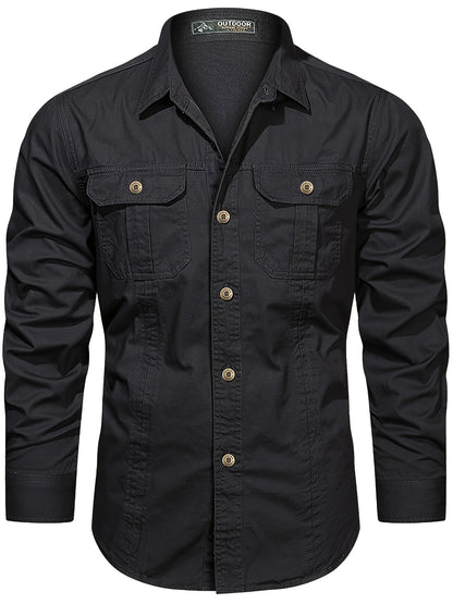 Herren Outdoor-Freizeithemd im Utility-Stil – Langarm, Casual, ideal für Abenteuer und Alltag