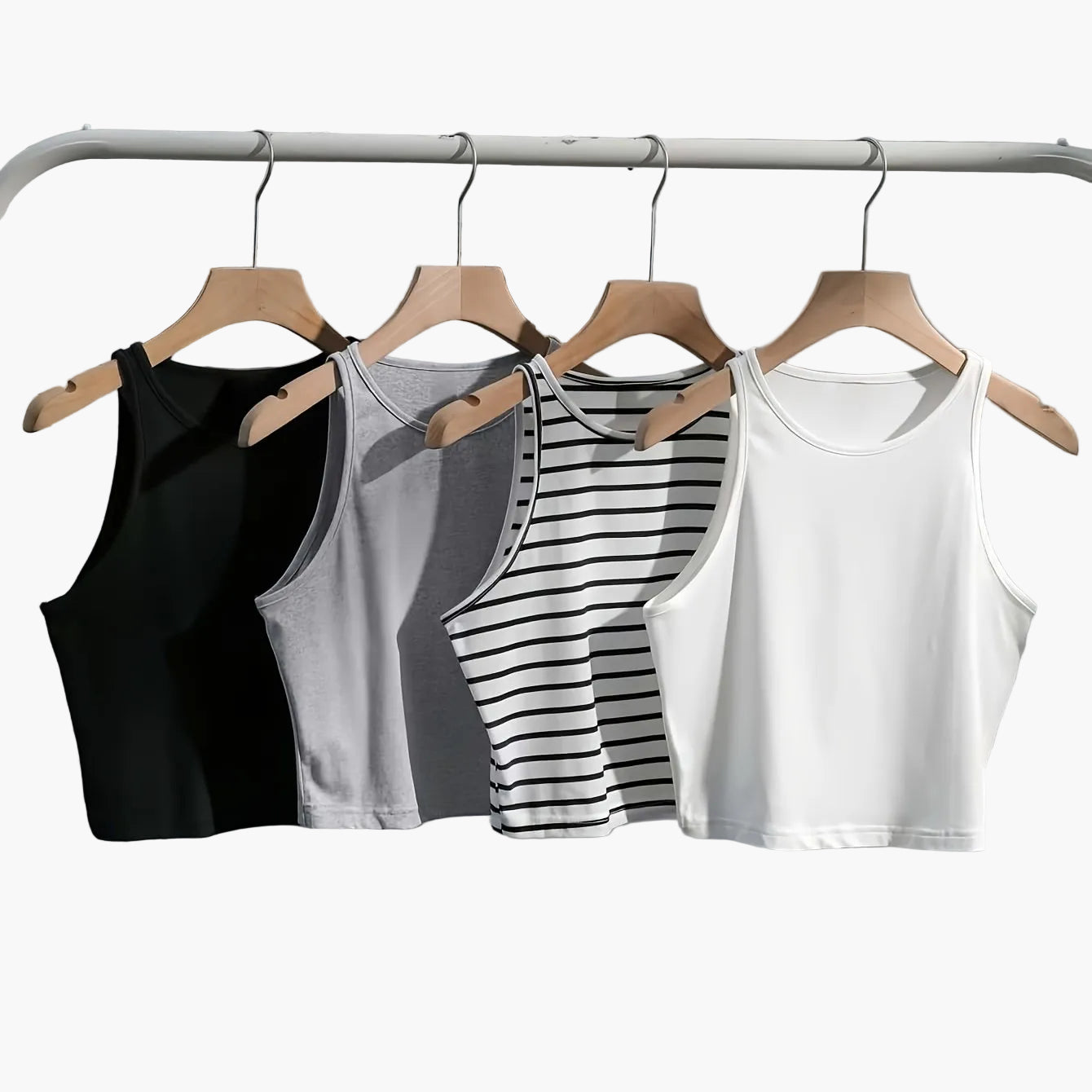 Damen Basic Tanktop Crop Set – Lässige Sommerwesten im 4er-Pack, Ideal für Alltag & Freizeit
