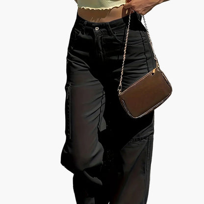 Damen Cargo Hose mit weitem Bein – Modische Freizeit- und Streetwear Hose für Frühling und Sommer