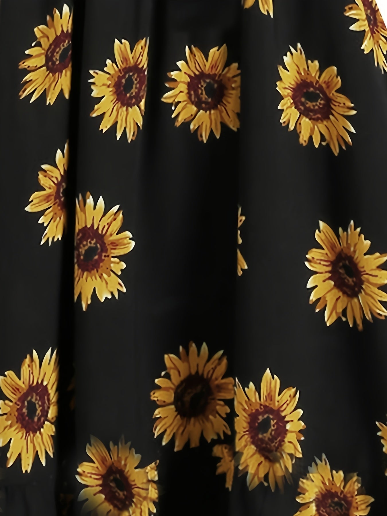 Damen Vintage Sonnenblumen Sommerkleid mit Knopfdetail und Trägern – Perfekt für Freizeit & Urlaub