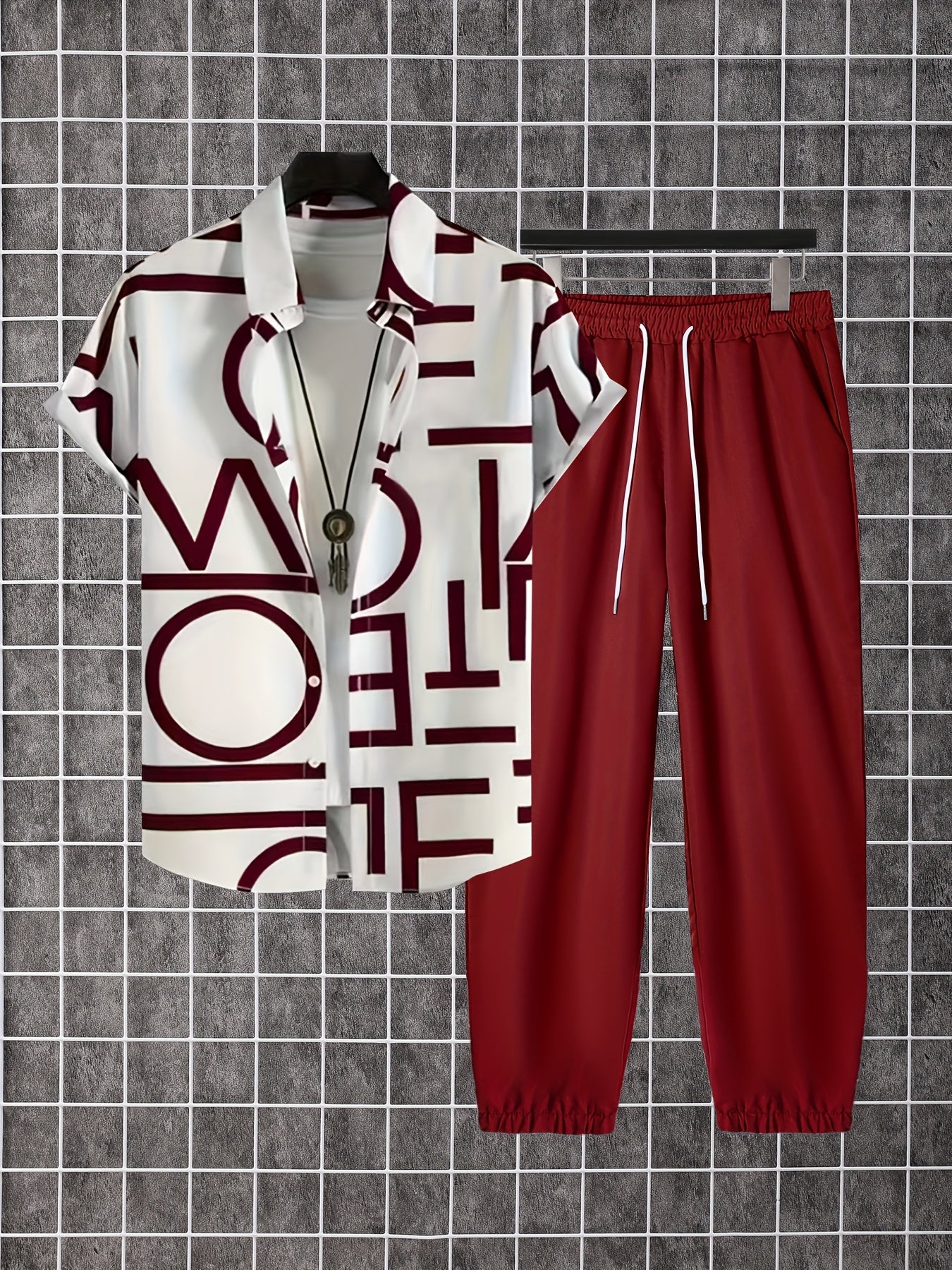 Herren Zweiteiliges Set – Modernes Streetwear Outfit mit Grafikhemd und Jogginghose