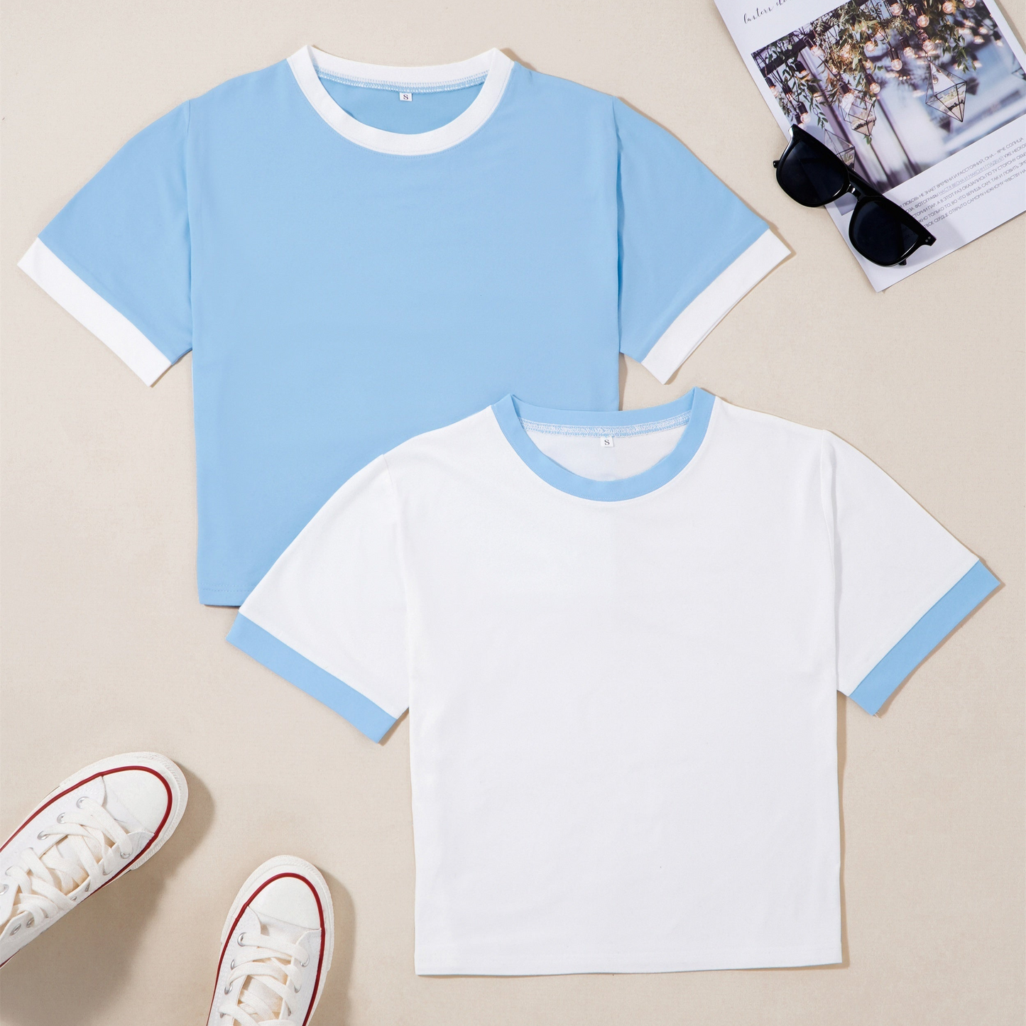 Unisex Kontrast-T-Shirts im modernen Casual-Look – Ideal für Alltag und Freizeit