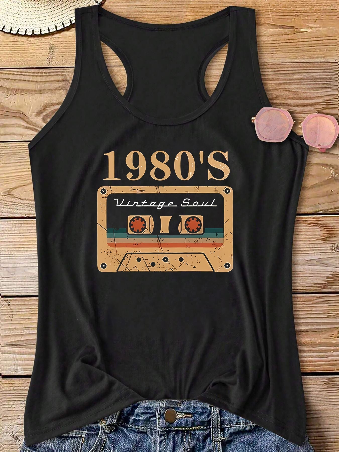Damen Tanktop Vintage 1980er Retro Musik Grafik - Nostalgischer Stil