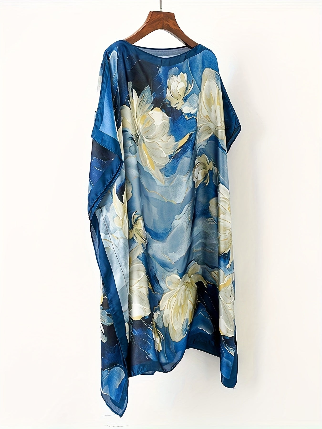 Damen Boho Strandponcho mit floralen Mustern – Perfekt für Urlaub und Sommer