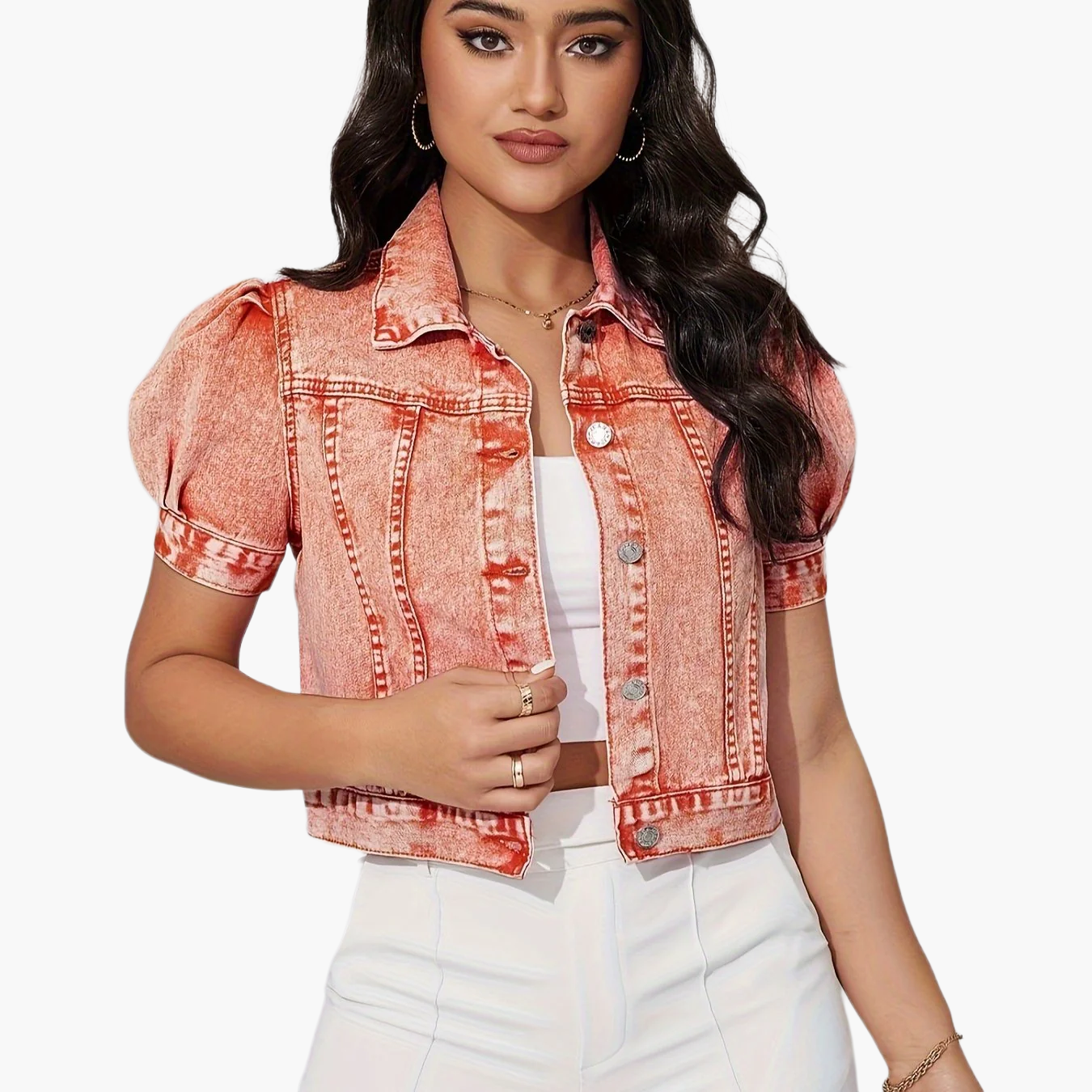 Damen Jeansjacke im Cropped-Stil mit Puffärmeln – Modischer Alltagsbegleiter